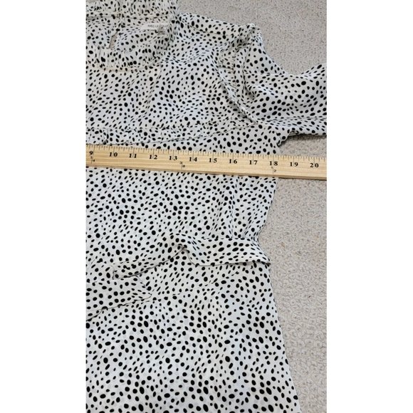 Avec Les Filles Women's White Dots Spots‎ A-line Ruffled Dress Tie Waist Size M - Picture 9 of 11